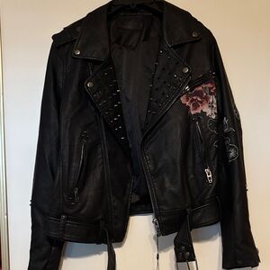 BLANKNYC Studded Floral Leather Jacket